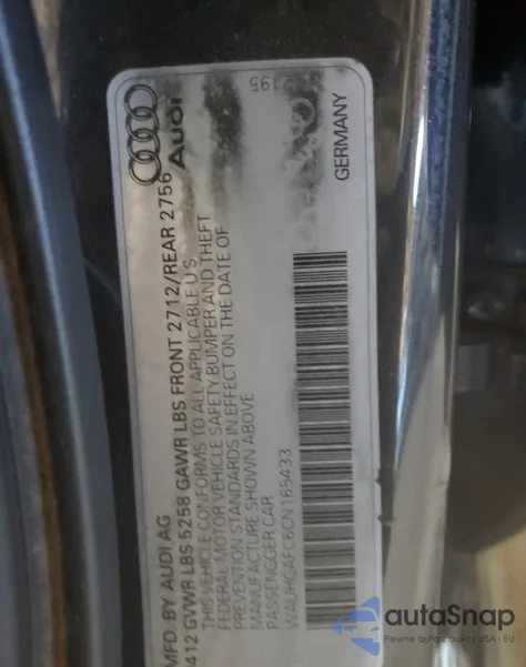 2012 Audi A6 Prestige z USA, uszkodzony, nr VIN WAUHGAFC6CN165433